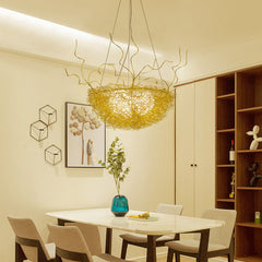 HEIKESZ Nordic Chandelier Modern Bird's Nest Design Warm Light Fixture for Living Room Bedroom Restaurant Art Lighting