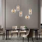 HEIKESZ Creative Transparent Lamp Shade Glass Ball Chandelier Simple Nordic Style Warm Light for Living Room Bedroom Dining Room