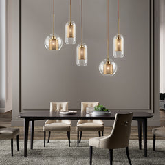 HEIKESZ Creative Transparent Lamp Shade Glass Ball Chandelier Simple Nordic Style Warm Light for Living Room Bedroom Dining Room