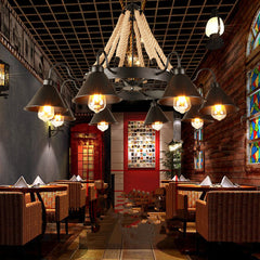 Loft Retro Industrial Style Ceiling Lamp Creative Restaurant Bar Lamp American Lampshade Restaurant Private Room Dining Table Chandelier LED Light for Bedroom Night Aesthetic Room Lamp