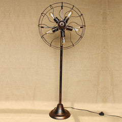 HEIKESZ Retro Industrial Style Floor Lamp Living Room Bedroom Lamp Balcony Bar Creative Fan Lamp American Style Nostalgic Coffee Shop Light LED Light for Bedroom Night Aesthetic Room Lamp