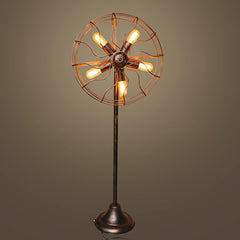 HEIKESZ Retro Industrial Style Floor Lamp Living Room Bedroom Lamp Balcony Bar Creative Fan Lamp American Style Nostalgic Coffee Shop Light LED Light for Bedroom Night Aesthetic Room Lamp