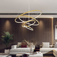 HEIKESZ LED Circle Chandelier Modern Minimalist Creative Lighting for Living Room Dining Room Bar Stair Light Warm Room Lamps Ceiling Fixture