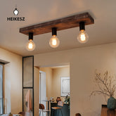 HEIKESZ Retro Creative Wood Art Distressed Solid Wood Ceiling Light Dining Room/Living Room Aisle Corridor Coffee Shop Tavern Cross-Border Lamps LED Light for Bedroom Night Aesthetic Room Lamp