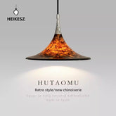 HEIKESZ Medieval restaurant chandelier creative can lift retro painted living room island table study main light design telescopic horn lamp light fixtures for celling light