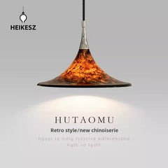 HEIKESZ Medieval restaurant chandelier creative can lift retro painted living room island table study main light design telescopic horn lamp light fixtures for celling light