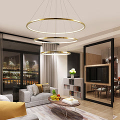 HEIKESZ Modern Ring Chandelier LED Light Minimalist Creative Stainless Steel Line LED Lamp for Living Room Bedroom Kitchen Dining Ceiling