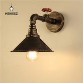 HEIKESZ American retro wall lamp, restaurant bar clothing store aisle decorative wrought iron water pipe wall lamp