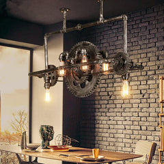 HEIKESZ Industrial Vintage Iron Pipe Ceiling Light for Cafe Restaurant Bar KTV Creative Retro Gear Pendant Lamp
