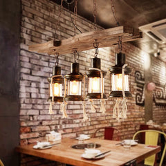 HEIKESZ American Retro Boat Wooden Chandelier Dining Room/Living Room Coffee Shop Creative Clothing Store Leisure Bar Snack Bar Personality Chandelier LED Light for Bedroom Night Aesthetic Room Lamp