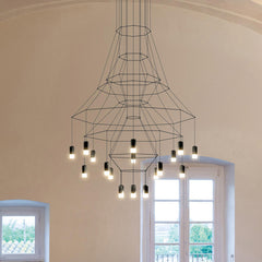 HEIKESZ Nordic Long Line Chandelier for Hotel Lobby Living Room Staircase Villa High Rise Duplex Modern Lighting Decor