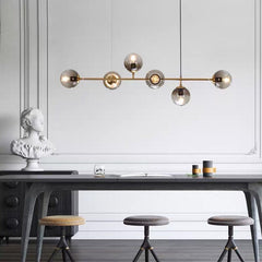 HEIKESZ Modern Minimalist Iron 6-Head Ceiling Lamp for Restaurant Bar Living Room LED Lighting Hanging Chandelier