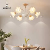 HEIKESZ Nordic living room chandelier solid wood bedroom lighting creative lily of the valley children's room lighting French cream wind retro dining room lighting fixtures for celling lighting