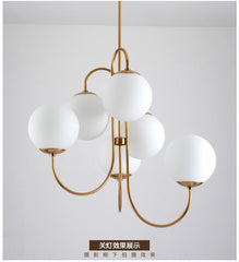HEIKESZ Export post modern wrought iron chandelier creative living room dining room bedroom art clothing store lamp light white glass ball chandelier lamp fixtures for celling light