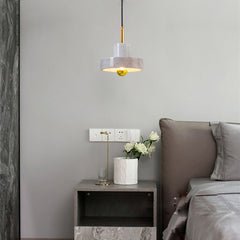 HEIKESZ Modern Single Three Head Small Droplight Nordic Brass Marble Planet Chandelier for Bedroom Living Room Decor