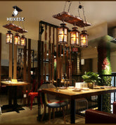 HEIKESZ American rural retro ship wood chandelier hot pot restaurant hotel bar counter bed and breakfast restaurant lamp industrial wind decorative lamp