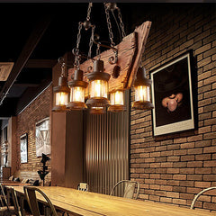 HEIKESZ American Retro Industrial Style Restaurant Coffee Shop Boat Wooden Chandelier Creative Bar Restaurant Box Nostalgic Wood Lamps LED Light for Bedroom Night Aestitic Room Lamp