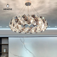 HEIKESZ Postmodern simple light luxury living room hall light bedroom light dining room light bar light room light crystal chandelier lamp light fixtures for celling light