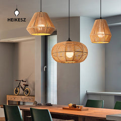 HEIKESZ Vintage Rope Pendant Light Industrial Iron Ceiling Lamp for Restaurant Bar Clothing BBQ Shop Retro Decor Commercial Lighting
