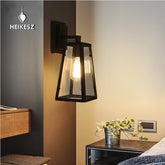 HEIKESZ American Industrial Style Wall Lamp Creative Wrought Iron Glass Box Wall Retro Restaurant Coffee Shop Aisle Corridor Bed Mirror Front Lamp LED Light for Bedroom Night Aesthetic Room Lamp