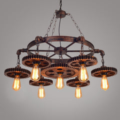 HEIKESZ LOFT Industrial Style Restaurant Coffee Shop Bar Chandelier Retro Creative Gear Clothing Store Bar Cafe Decorative Light LED Light for Bedroom Night Aesthetic Room Lamp