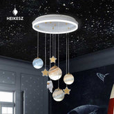 HEIKESZ Kids Room Ceiling Light Nordic Creative Cartoon Earth Astronaut Space Planet Lamp for Boys Girls Bedroom