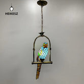 HEIKESZ Huijing Tiffany pastoral retro lighting colorful parrot decoration European pastoral applicable manor villa exquisite lamp lighting fixtures for celling lighting