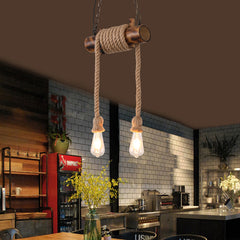 HEIKESZ American Retro Industrial Wind Rope Pendant Lamp Restaurant Coffee Shop Chuangyu Bamboo Nostalgic Lamps Bar Personality Pendant Lamp LED Light for Bedroom Night Aesthetic Room Lamp