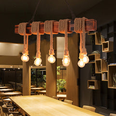 HEIKESZ American Retro Industrial Style Chandelier Creative Solid Wood Light Bar Restaurant Coffee Shop B & B Living Room Tea Room Light LED Light for Bedroom Night Aesthetic Room Lamp