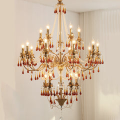 HEIKESZ Crystal chandelier French living room water drop lamp dining room lamp American hotel villa living room hall lamp light fixtures for celling lights