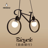 HEIKESZ Modern Minimalist Creative Bicycle Chandelier Living Room Bedroom Children's Room Balcony Study Room Decoration Bar Counter Iron Droplight LED Light for Bedroom Night Aesthetic Room Lamp
