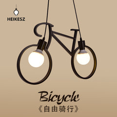 HEIKESZ Modern Minimalist Creative Bicycle Chandelier Living Room Bedroom Children's Room Balcony Study Room Decoration Bar Counter Iron Droplight LED Light for Bedroom Night Aesthetic Room Lamp