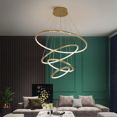 HEIKESZ Cross Border Stainless Steel LED Chandelier for Villa Duplex Living Room Dining Room Decoration Modern Ceiling Light