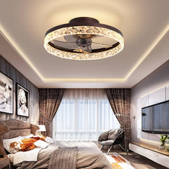 Nordic Modern Ceiling Fan Light Simple Round Frequency Conversion Fan Lamp with LED Lighting for Home Office Bedroom