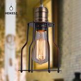 HEIKESZ Creative Small Iron Cage Loft Industrial Chandelier American Country Bar Counter Lamps Retro Living Room Cafe Lights american style retro outdoor indoor retro bedroom lamp american-style Industrial wind