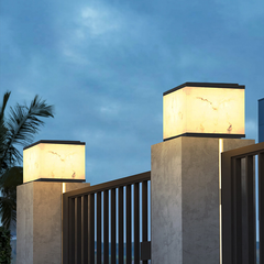 Solar Pillar Lamp Outdoor Yard Lamp Scagliola Waterproof Gate Wall Lamp Garden Decorative Pillar Door Pillar Lamp