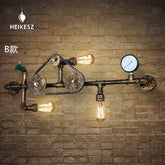 HEIKESZ LOFT Industrial Gear Pipe Wall Lamp Guest Restaurant Cafe Leisure Bar Counter American Retro Shop Decorative Light LED Light for Bedroom Night Aesthetic Room Lamp