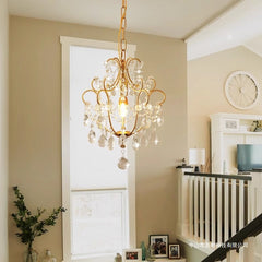 HEIKESZ Vintage American Crystal Pendant Light French Style Mid Century Modern Chandelier for Dining Room Corridor Balcony Living Room Bedroom Luxury Lighting