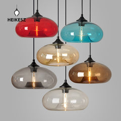HEIKESZ Nordic creative American country retro simple lamps restaurant bar bar stained glass lampshade single chandelier