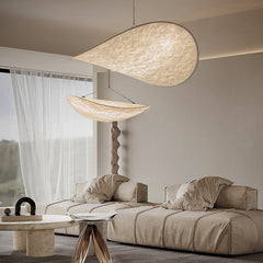 HEIKESZ Japanese Style Chandelier Simple Bedroom Light Nordic Art Silk Cloth Designer Famous Restaurant Tea Room Lighting