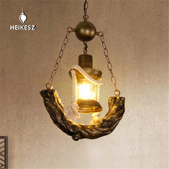 HEIKESZ American Retro Industrial Style Restaurant Cafe Leisure Bar Counter Creative Snacks Milk Tea Hotpot Restaurant Resin Chandelier LED Light for Bedroom Night Aesthetic Room Lamp