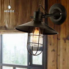 HEIKESZ American Industrial Retro Wall Lamp Creative Personality Coffee Shop Restaurant Balcony Hallway Iron Bird Cage Lamp american style retro outdoor indoor retro bedroom lamp american-style Industrial wind