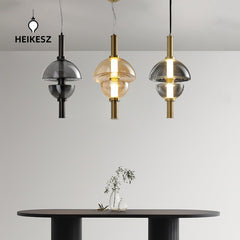 HEIKESZ Nordic simple modern restaurant glass small chandelier homestay master bedroom bedside light luxury cafe dining table bar chandelier lamp light fixtures for celling light