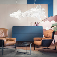 HEIKESZ Modern Transparent Flower Chandelier Italian Designer LED Ceiling Light for Living Room Bedroom Restaurant Nordic Creative Hanging Lamp