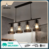 HEIKESZ Industrial Style Creative Living Room Restaurant Bar Table Chandelier Vintage Iron Lamp Hot Pot Milk Tea Shop Multi-Head in-Line Lamps Led Light for Bedroom Night Aesthetic Room Lamp