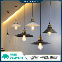 HEIKESZ Cross-Border Hot Droplight Guest Restaurant Bar Creative Coffee Shop Clothing Store Window Pot Cover UFO Black Dress Droplight LED Light for Bedroom Night Aesthetic Room Lamp