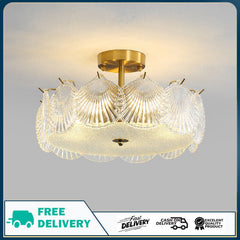 New Living Room Crystal Glass Ceiling Lamp Internet Celebrity Romantic Shell Crystal Ceiling Lamp Modern Princess Room Bedroom Light