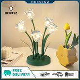 HEIKESZ Tulip flower table lamp modern simple led lily of the valley ins wind idyllic warm bedroom bedside night lamp light fixtures for celling light