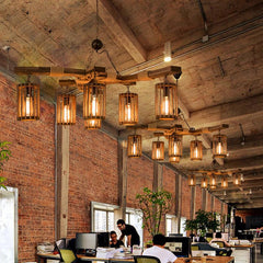 HEIKESZ Retro Personality Woodcraft Ceiling Lamp Restaurant Bar Coffee Shop Pub Snack Milk Tea Hot Pot Restaurant Creative Industrial Storm Lantern LED Light for Bedroom Night Aesthetic Room Lamp