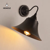 HEIKESZ American Country Wrought Iron Aisle Corridor Light Black Personalized Retro Restaurant Bar Industrial Style Creative Horn Wall Lamp LED Light for Bedroom Night Aesthetic Room Lamp